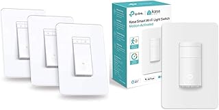 Kasa Smart Single Pole Dimmer Switch by TP-Link (HS220P3)- Neutral Wire and 2.4GHz Wi-Fi Connection Required, Dimmer Light Switch for LED Lights, 3-Pack & Motion Sensor Switch,Single Pole,White,1-Pack