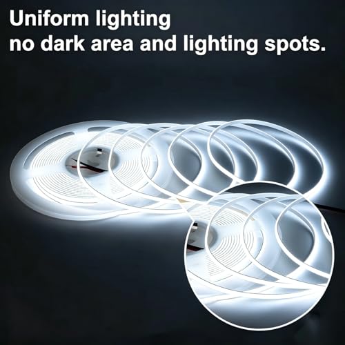 Tira de luz LED COB 12V Blanco Frío 16.4 pies 3mm ultrafina miniatura 4