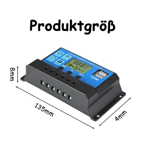 40A Solar Laderegler,12V/24V Solar Ladegerät Controller,mit Dual USB Port 5V Licht Timer Steuerung LCD Display, Solar Laderegler für Haushalt, Gewerbe, Industrie usw