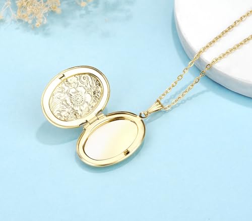 Youfeng N100-R Oval Round Flower Locket Necklace That Holds Pictures Photo Locket Pendant Gifts thumb #4