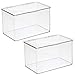 mDesign Set of 2 Storage Boxes with Lids – Stackable Plastic Storage Boxes for Nursery – Practical Plastic Toy Box Set – Clear