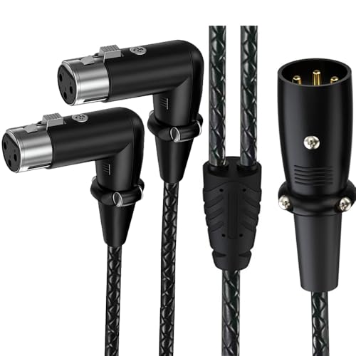 Câble répartiteur XLR 3 broches mâle vers double femelle coudé à 90 degrés de 0,5 m