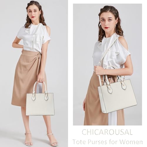 Image of CHICAROUSAL Crossbody Purses and Handbags for Women PU Leather Tote Top Handle Satchel Shoulder Bags (CB White)