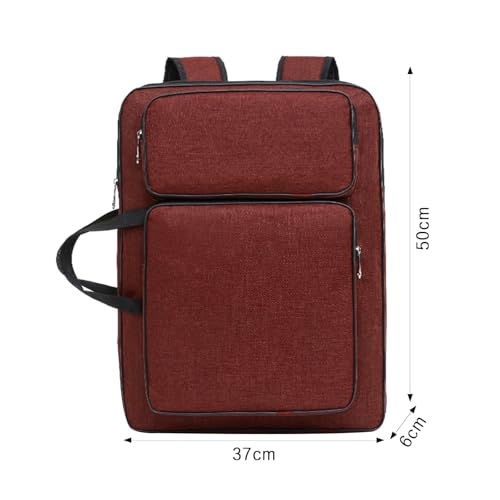 Image of 8K Artist Portfolio Carry Backpack Case Versatile Art Bags Waterproof Adjustable Drawing Board Backpack Art Storage Bags for Artworks Painting Drawing Sketching 19.7 inch x 14.6 inch x 2.4 inch(Red)