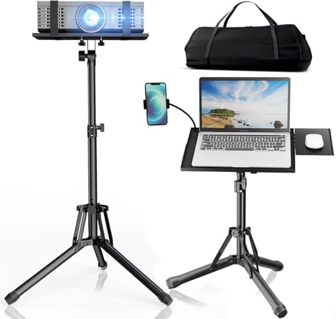 Tossbiss Laptop Tripod On Wheels With 2 Shelves, Portable Projector Floor Stand Adjustable Height 25.9 To 51.8 Inch With Phone Holder - View #10
