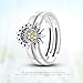 TINSLO 925 Sterling Silver Open End Ring Carved Colorful Zirconia Flower Feather Bossy Sterling Silver Adjustable Ring