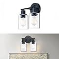 WISBEAM 2-Light Bathroom Vanity Light, Black Bathroom Light Fixtures with Clear Glass Shade Including E26 Medium Base, Bulb NOT Included, Vanity Light Over Mirror