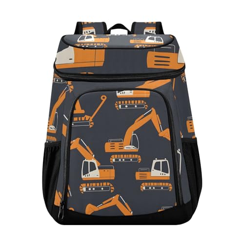 Excavating Machinery Black Cooler Backpack Cooler Insulated Leak Proof Lunch Backpack 36 Cans Waterproof Soft for Men Women Picnic Hiking Camping Beach