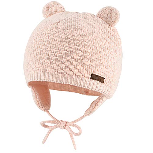 Image of Baby Beanie Earflaps Hat - Infant Toddler Girls Boys Soft Warm Knit Hat Kids Winter Hat with Fleece Lining