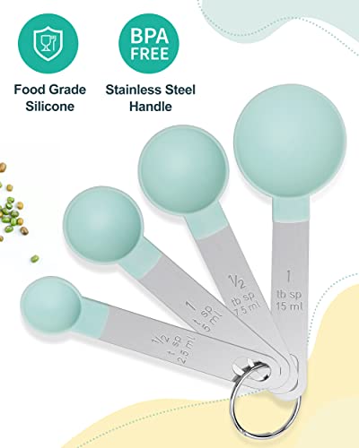 Measuring Cups and Spoons Set of 8 Pieces, nesting measuring cups for Measuring Dry or Liquid Ingredients, Stainless Steel Handle
