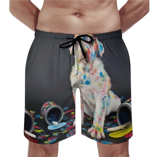 Shorts de bain homme peinture pour chien idéal pour la plage et les activités de l'été