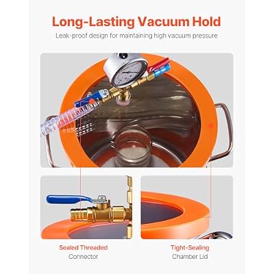 VEVOR 3 Gallon Vacuum Chamber and 3.5 CFM Pump Kit, Stainless Steel Chamber, Single Stage Vacuum Pump Degassing Chamber Kit, with Acrylic Lid, Oil, 4.92 ft Hose, for Degassing Resin Silicone Epoxies