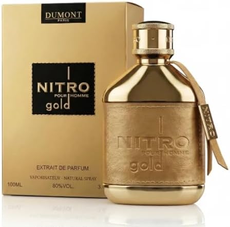 Dumont Nitro Gold Extrait De Parfum 3.4 Fl. Oz | Long Lasting Unisex Perfume | Citrus Woody Amber Fragrance | Premium Luxury Scent