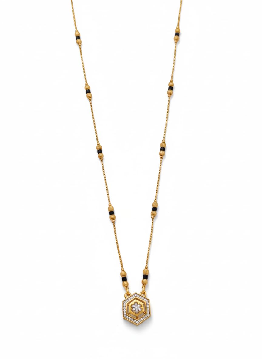 Trendy Short Mangalsutra | Traditional Black Beads Chain-image-17