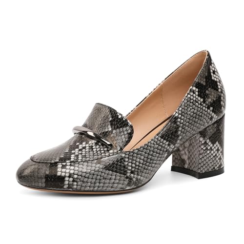 Image of Eldof Women's Pumps Block Heel Round Toe Slip On Chunky Loafer Heel Dress Shoes Pumps for Women 2.5 Inches