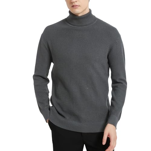 Ross&Freckle Men's Turtleneck Sweaters Long Sleeve Pullover Sweater Casual Knitted Sweater