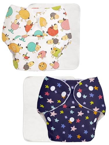 Image of SuperBottoms BASIC Baby's Reusable 2 Cloth Diapers With 2 Dry Feel Inserts, 5-17kgs, 0-3 Years - Pack of 2