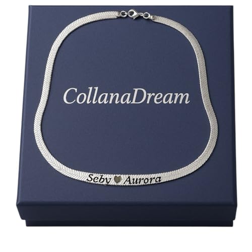 Generico Collana Personalizzata in Acciaio Inossidabile – Catena Herringbone con Incisione Nome – Unisex Uomo/Donna – CollanaDream
