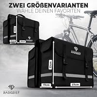RADGEIST Fahrrad Doppeltasche für Gepäckträger I Gepäckträgertasche doppelt aus wasserabweisendem Material I Fahrradtasche Gepäcktasche 40L (Schwarz, 40L) – Ansicht 7