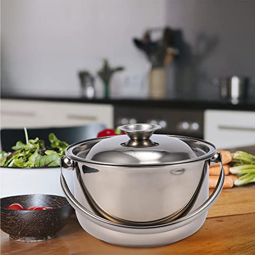 Marmite portable en acier inoxydable 24 cm avec couvercle pour soupe et friture