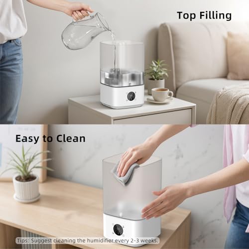 PKBD 6L Humidifier for Bedroom Large Room Home, 800ft² Wide Coverage, 26dB Quiet,Easy Top Fill, Quickly & Evenly Humidify, Real-Time Humidity Monitoring and Anti-dry Burn, White by PKBD - Image 7