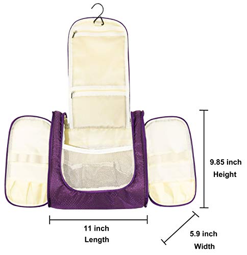 Hanging Toiletry Bag Extra Large Capacity | Premium Travel Organizer Bags For Men And Women | Durable Waterproof Nylon Bathroom, Shower, Makeup Bag For Toiletries, Cosmetics, Brushes (Purple) #TOP2