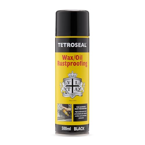 Tetroseal Wax/Oil Rustproof Black Aerosol 500ml Heavy-Duty Oils Waxes & Corrosion Inhibitors Kills Rust Silicone-Free For Underbody & Internal Protection