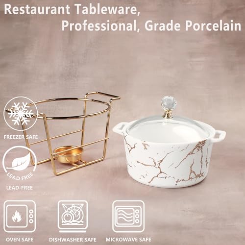 Jinsongdafa Ceramic Casserole Dish With Glass Lid And Rack, 13.5 Ounce Serving Soup Tureen,Chafing Dish For Buffet thumb #2