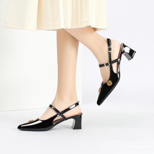 Heels for Women Block Chunky Platform High Heels Closed Pointed Toe Ankle Strap Dressy Comfortable Formal Dress Pump Shoes