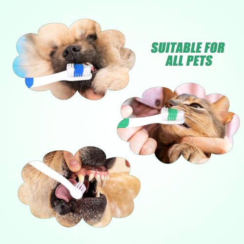 XIHIRCD 3pcs Dual Headed Pet Toothbrush for Dogs & Cats, Soft Bristles Kitten Tooth Brushing Easy Teeth Cleaning Anti-Slip Pet Dental Care Brush Supplies for Puppy Kitty Reduce Oral Problem - Thumbnail 7