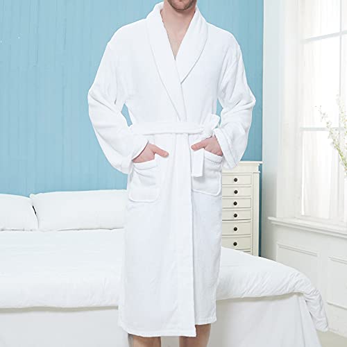Mens Robe Plush Long Spa Robe Soft Fleece Bathrobe Cozy Warm Robes with Pockets Loungewear Sleepwear2