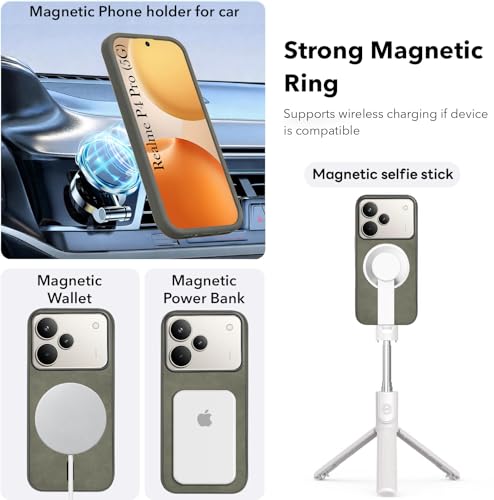 Image of Jkobi Leather Finish Back Cover Case for Realme P4 Pro (MagSafe Compatible Wireless Charging | Soft Touch | Camera Bump Protection)