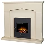 Adam Cotswold Fireplace in Stone Effect with Oslo Electric Inset Stove in Black, 48 Inch - Image 2