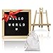 Letter Board,Felt Letter Board with Oak Frame,Changeable Letter Board with 340 Letters,Numbers and Symbols,Felt Letter Board 10x10 with Wall Hook,Wood Letter Board with Stand,Felt Message Board, Black