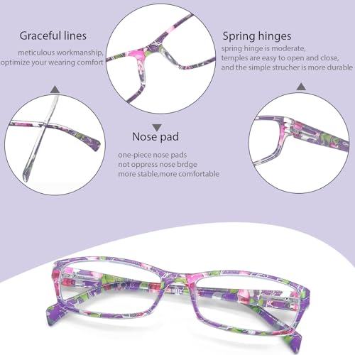 Image of Henotin 6-Pack Reading Glasses Blue Light Blocking Anti Eyestrain Computer Reading Glasses for Women and Men Readers (Mix Color-B, 1.25, Diopters)
