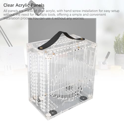 Gabinete PC Mini ITX de Acrílico Transparente, Diseño Hueco de Flujo de Aire 360° con Asa, para Fuente de Alimentación DIY y Tarjeta Gráfica de Hasta 190 mm miniatura 2