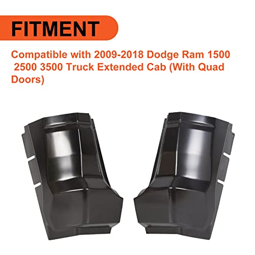 ECOTRIC Cab Corner Compatible with 2009-2018 Dodge Ram 1500 2500 3500 Truck Extended Cab Black Pair by ECOTRIC - Image 3