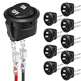 XINYIELE 12 Volt Round Rocker Switch,On Off Rocker DC Switch,Round Toggle Switch,2 Pin SPST Switch Button 6A/250V 10A/125V AC Small Electric Switch with Wires for Car Stereo Marine Boat（ON-Off,10Pcs