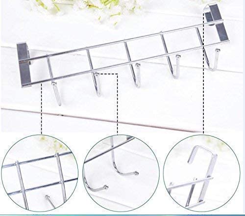 Chavda Stainless Steel Over The Door Hook Hanger (Silver) -5 Hooks 4