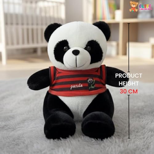 Image of ELITE CREATIONS Plush Bear Toy, White and Pink, Soft Stuffed Animal with Bear Face Shirt, Cute Teddy Bear (Panda)
