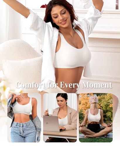 Image of Wireless Jelly Seamless Bras for Women No Underwire Tshirt Full Coverage Padded Bra Comfortable Everyday Bralettes