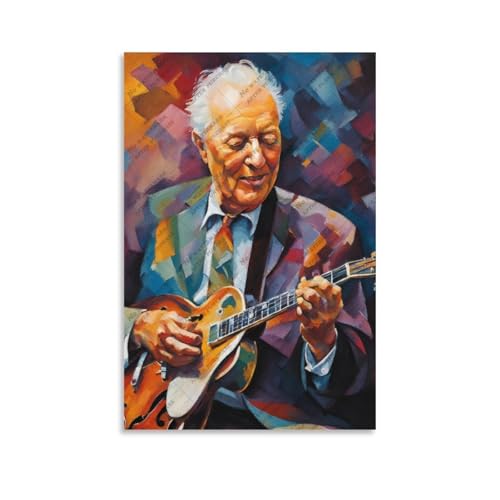 Poster toile guitariste jazz Herb Ellis decoration murale salon 60x90