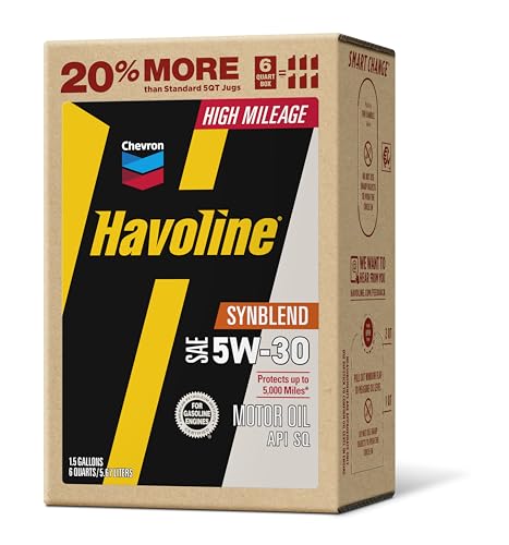 Image of Havoline Motor Oil 5w30 Synthetic Blend Smart Change Engine Oil, 5W-30, 6 Quarts, Pack of 1