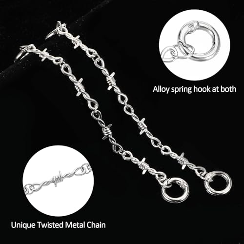 Qianyu Metal Shoes Punk Spikes Chain Charms Rivet Sandals Clog Decoration Bling Gothic Alloy Cool Shoes Chain for Women Girls Man Biker Sandals Accessories Shoe Stylish Decorations