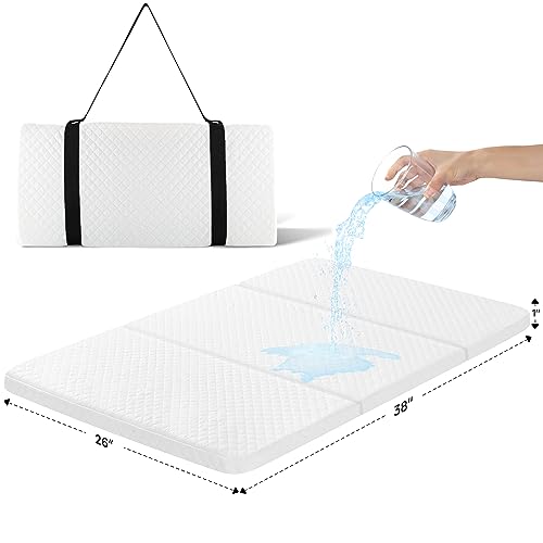 Image of Stuffed®️ Waterproof Pack and Play Mattress Pad (38 x 26 x 1 inch) Tri-fold Travel Pack n Play Mattresses for Protable Crib, Playard Mattress, Mini Crib Mattress Nap Mat Foldable with Travel Strap