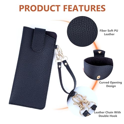 Image of Leather Sunglasses Pouch with Holster Clip, Portable Eyeglass Organizer Pouch Bags for Travel Hanging Backpack