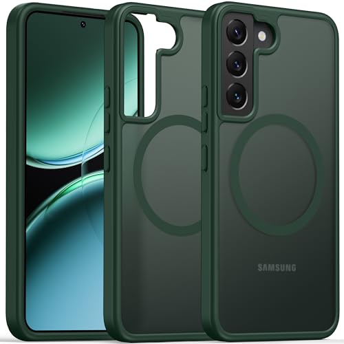 Image of Oterkin Magnetic for Samsung Galaxy A17 /A16 Case Matte, A17 / A16 Phone 5G Case Compatible with MagSafe Frosted Translucent Shockproof Anti-Scratch Slim Fit Case Military Grade Protection (Dark Green)