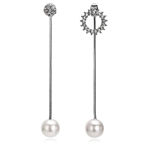 Daesar Pendientes Perla Circonita Pendientes Plata Mujer Pendientes Chapado en Platino Pendientes...