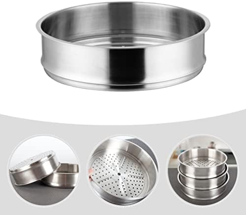 UPKOCH Steamer Insert Pans Stainless Steel Stacked Steamer 28CM Kitchen Food Steamer Handles Basket For Vegetables Dim Sum Dumplings Buns Chicken Fish Meat Silver