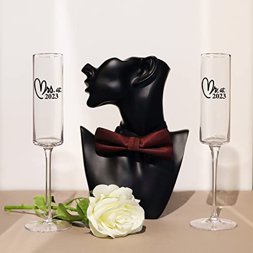 Comfit Wedding&Engagement Gifts For Couples - Mr And Mrs Champagne Glasses With Golden Rim,Bride And Groom Toasting Champagne Flutes,Bridal Shower Gifs Champagne Glasses(Black) #TOP3